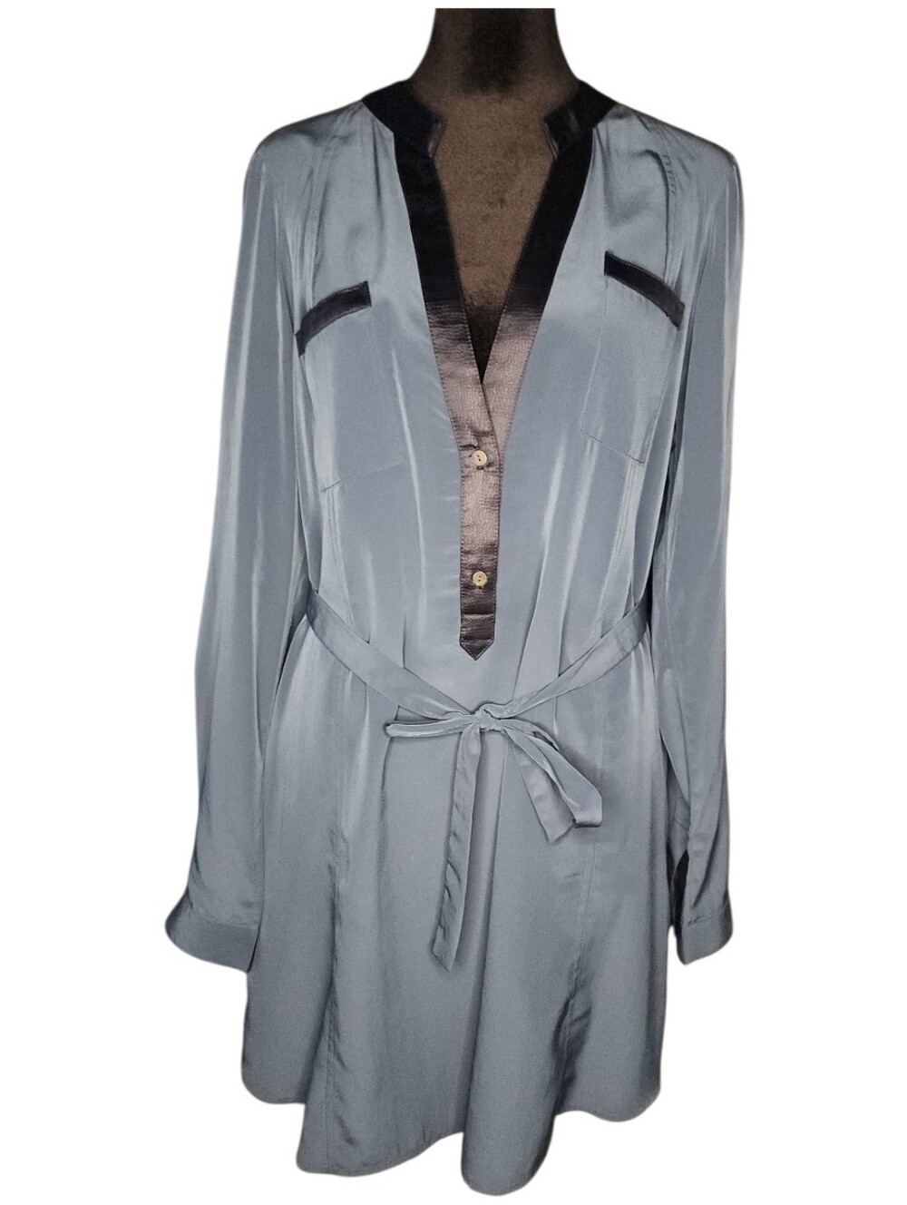 Zoa Roll Tab Sleeves Belted Shirt Dress, Womens Medium